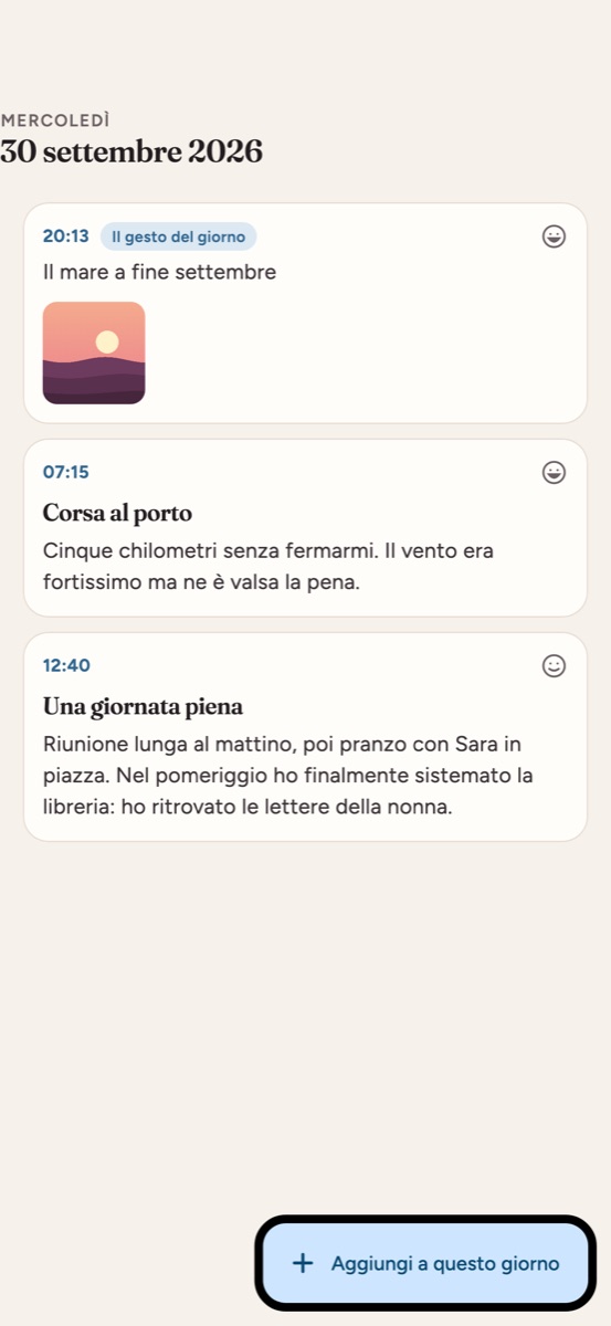 Un giorno del diario con il gesto e le voci