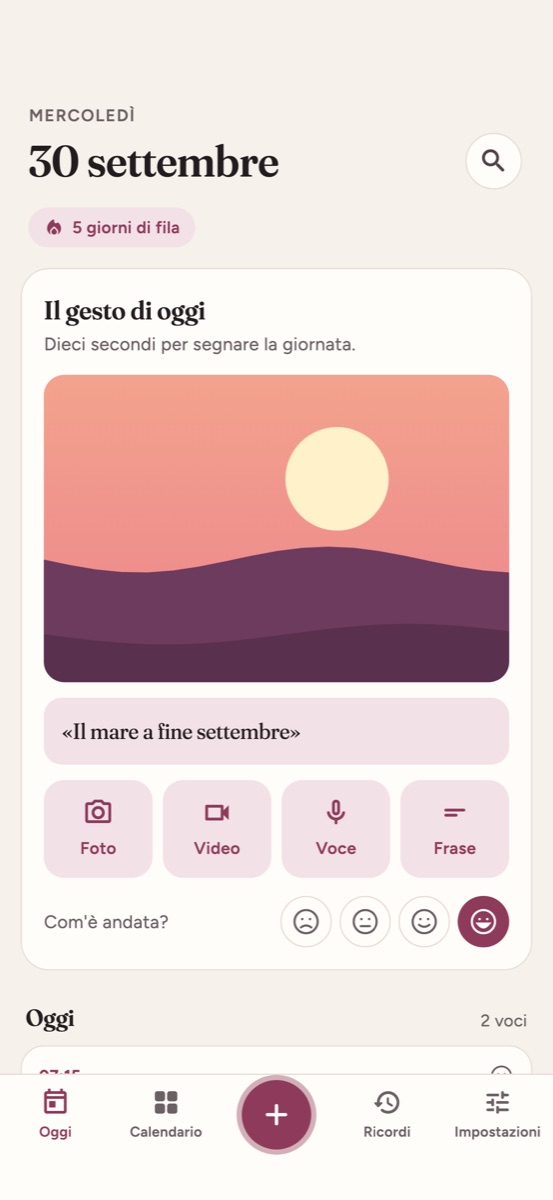 Oggi: il gesto del giorno con la foto, la frase e l'umore